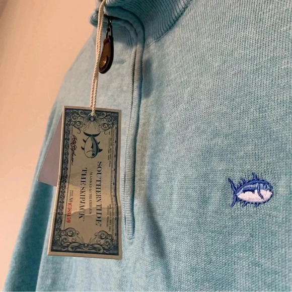 NWT Southern Tide  blue quarter zip cotton sweater - Picture 6 of 8